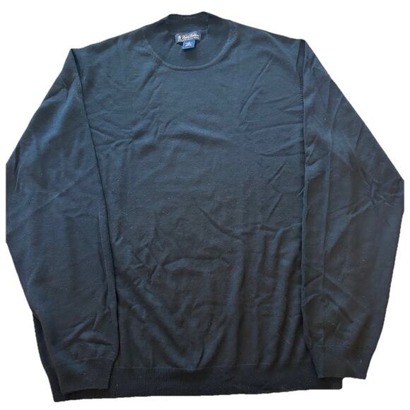 BROOKS BROTHERS Black XXL 100% Extra Fine Italian Merino Wool Sweater Mock Neck - Picture 1 of 9